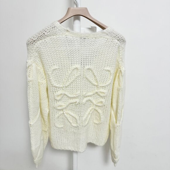 Loewe Anagram cream open-knit mohair-blend cardigan - Picture 5 of 12